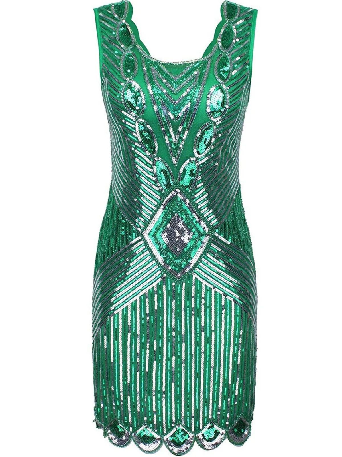 Discount Retro Stage 1920s Sequin Evening Dress Dark green