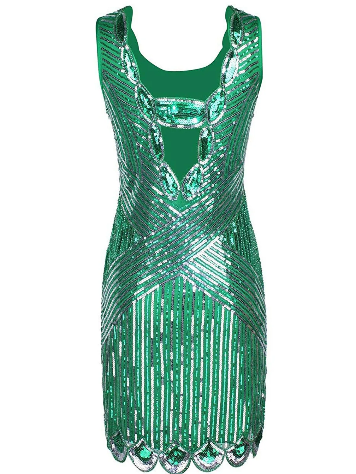 Discount Retro Stage 1920s Sequin Evening Dress Dark green