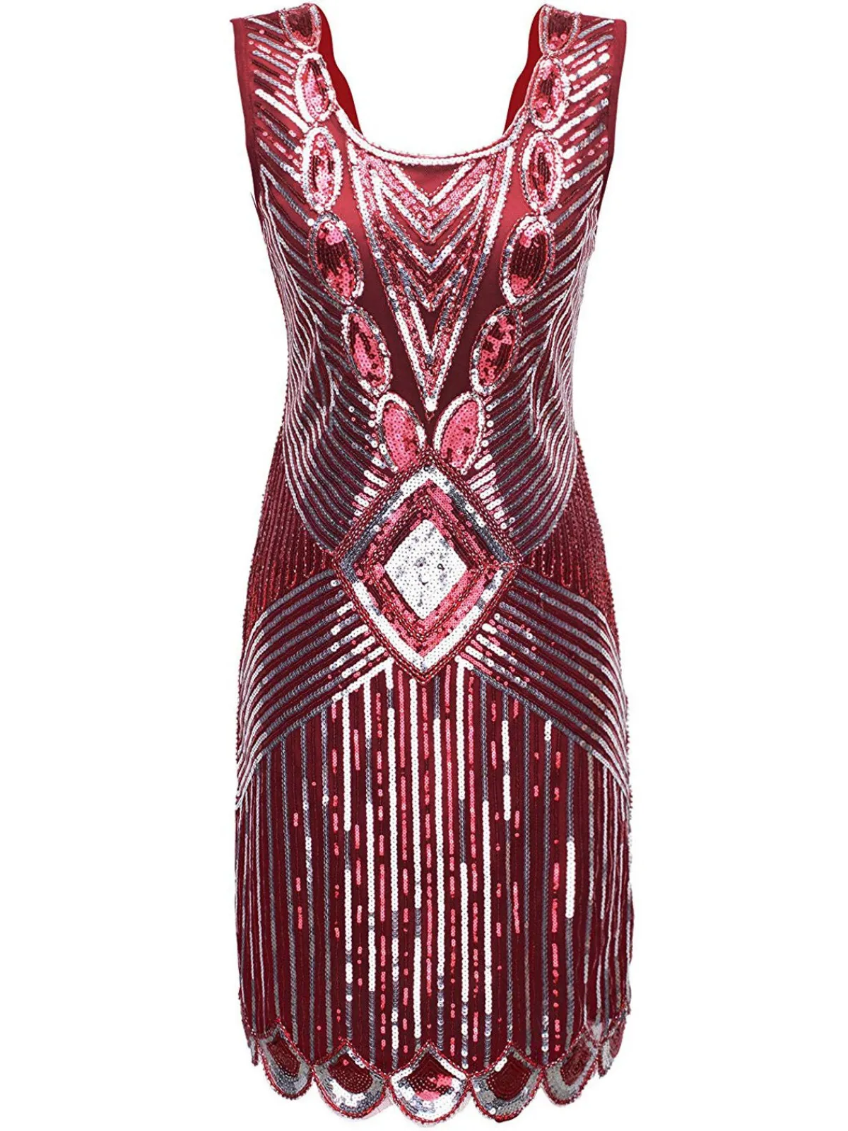 Sale Retro Stage 1920s Sequin Evening Dress Wine red