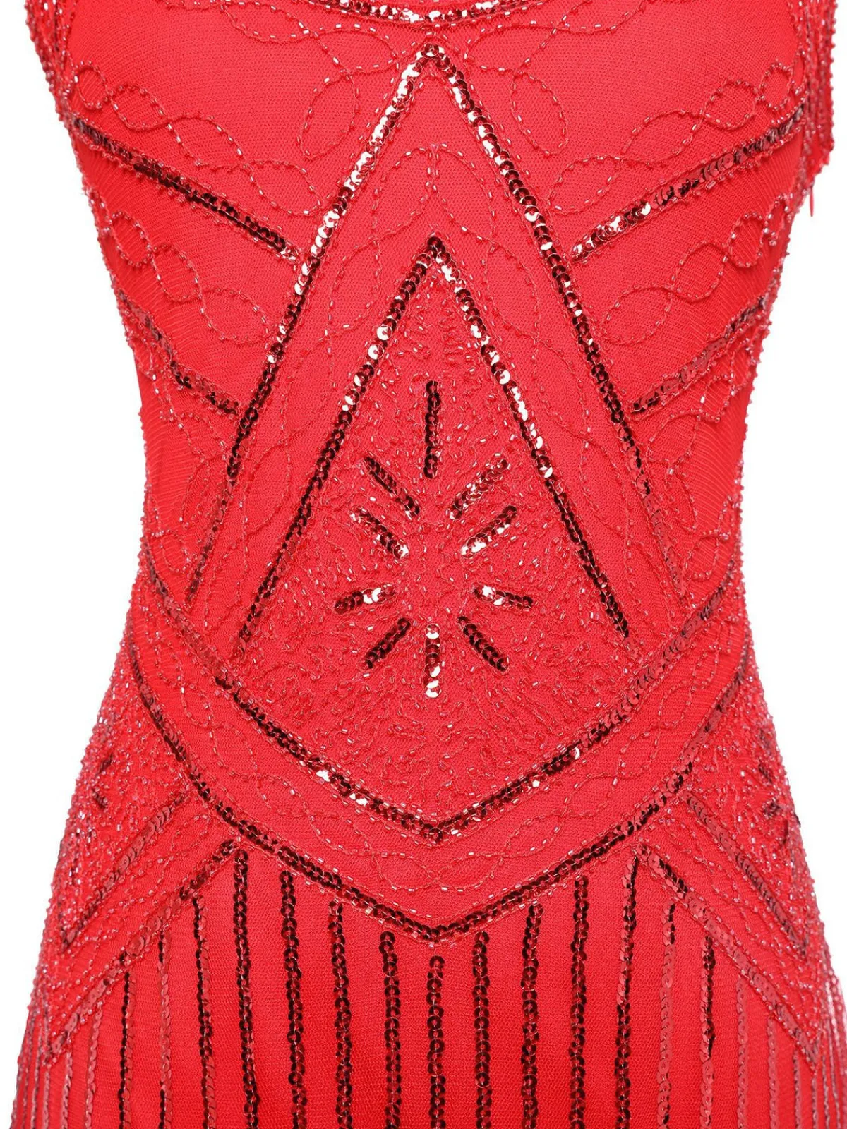 Fashion Retro Stage 1920s Sequin Fringed Flapper Dresses Red