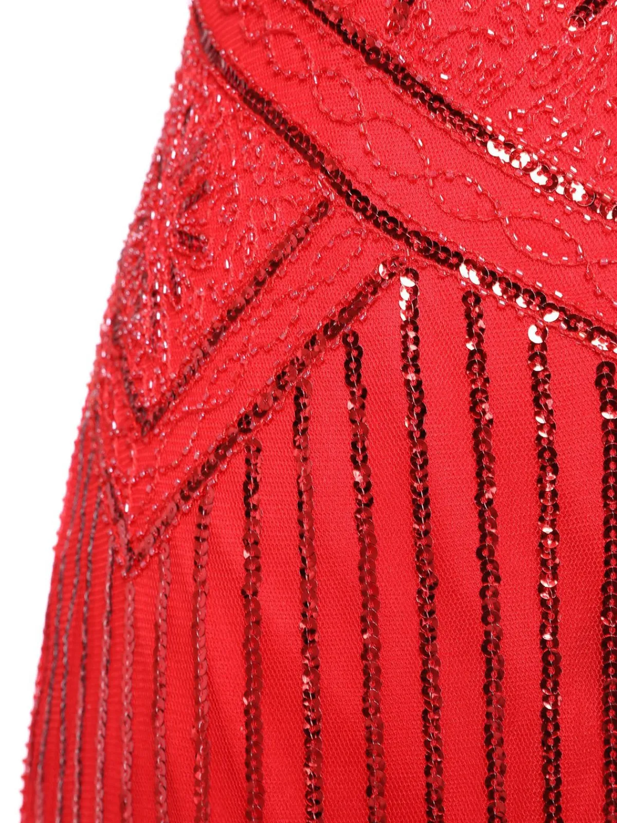 Fashion Retro Stage 1920s Sequin Fringed Flapper Dresses Red