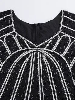 Discount Retro Stage 1920s Sequin Fringed Gatsby Dress Silver