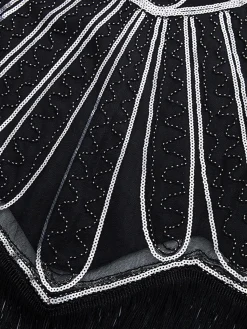 Discount Retro Stage 1920s Sequin Fringed Gatsby Dress Silver