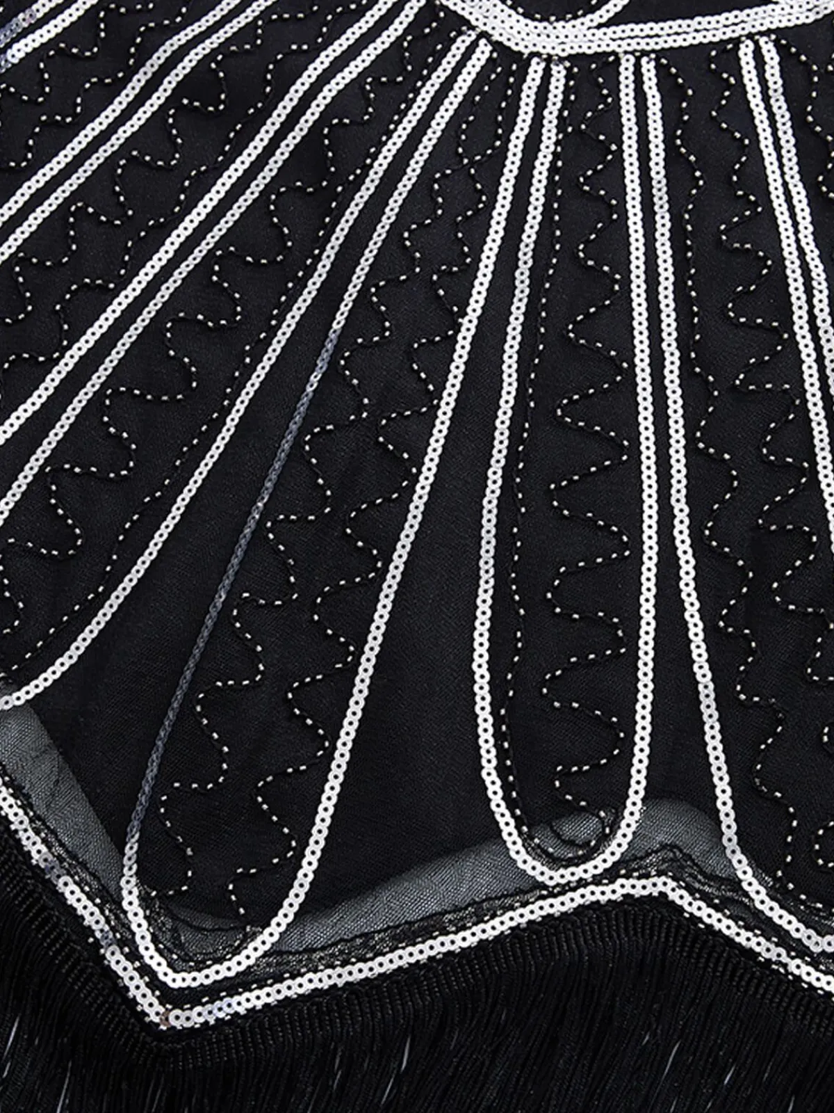 Discount Retro Stage 1920s Sequin Fringed Gatsby Dress Silver