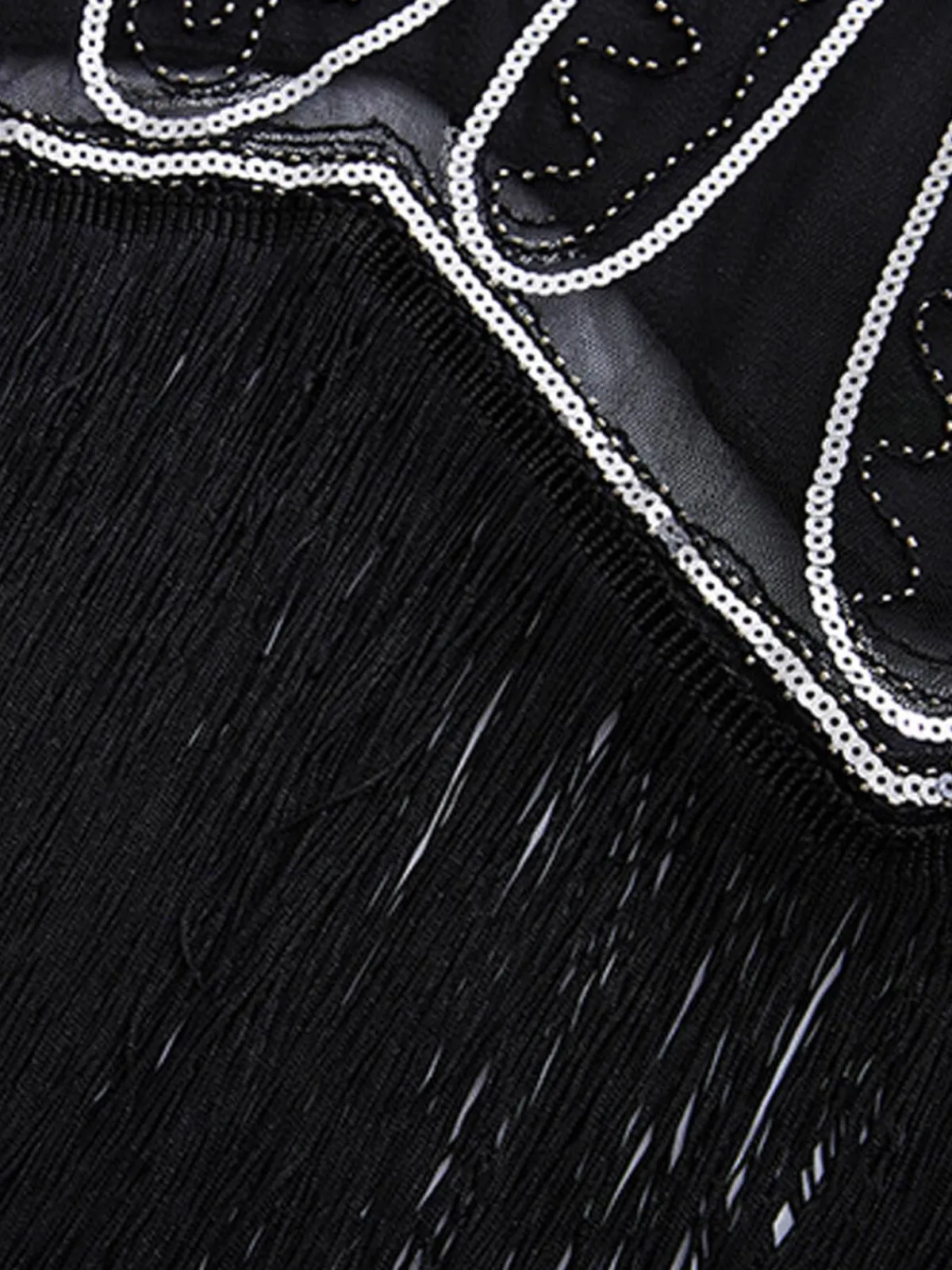 Discount Retro Stage 1920s Sequin Fringed Gatsby Dress Silver