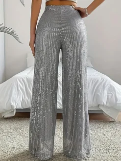 Outlet Retro Stage 1970s Sequin Loose Flowy Wide-Leg Pants