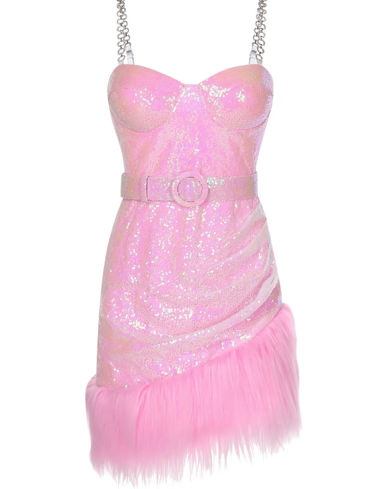 Outlet Retro Stage 1970s Sequined Feather Spaghetti Strap Dress