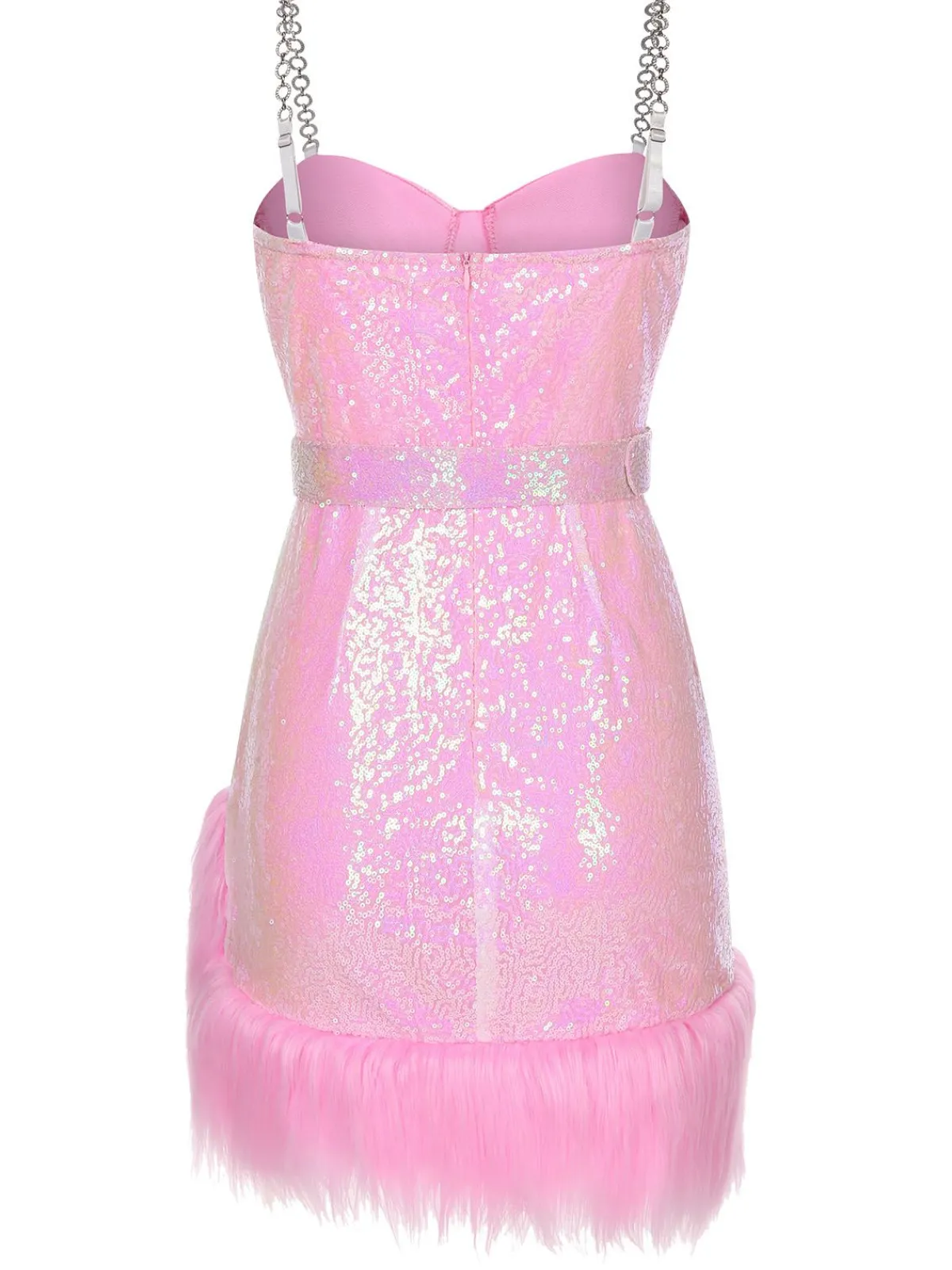 Outlet Retro Stage 1970s Sequined Feather Spaghetti Strap Dress