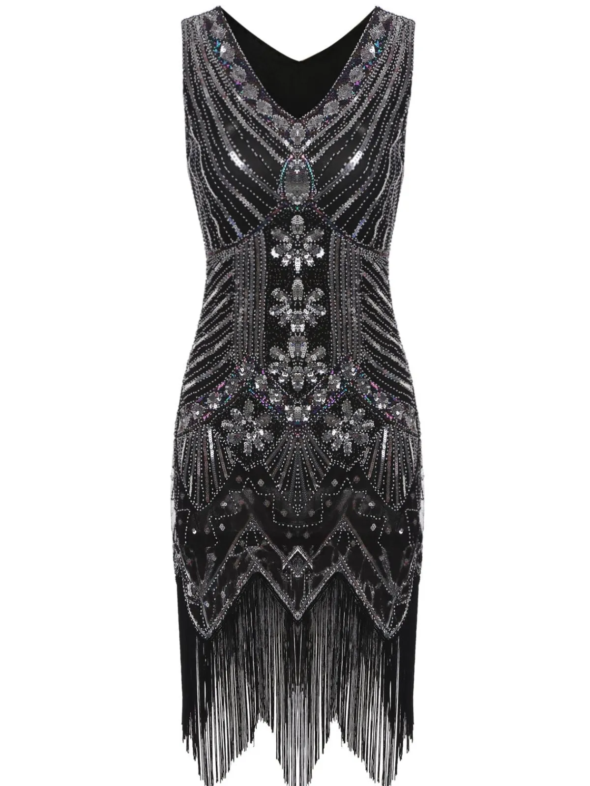 Sale Retro Stage 1920s Sequined Fringe Dress
