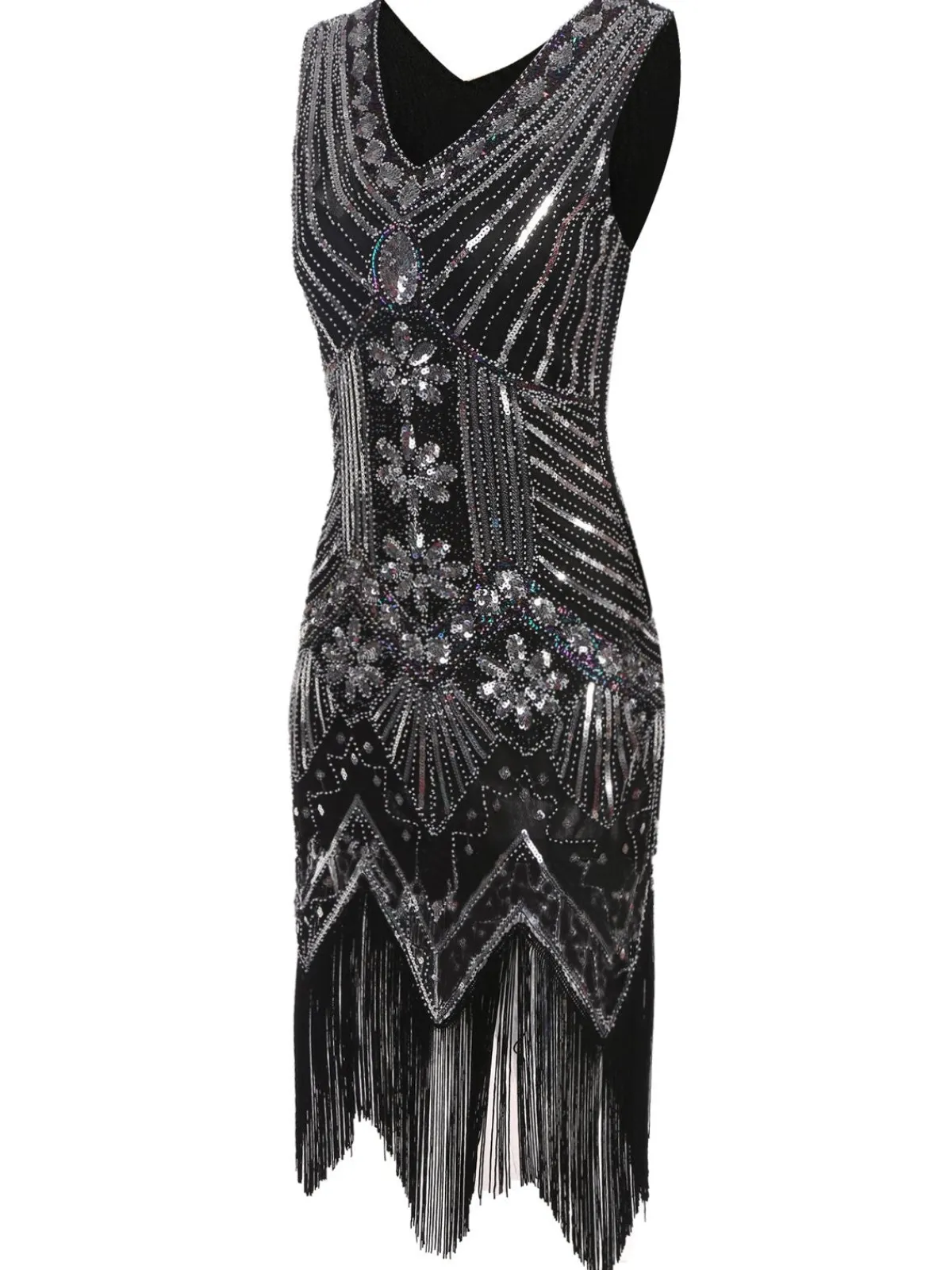 Sale Retro Stage 1920s Sequined Fringe Dress
