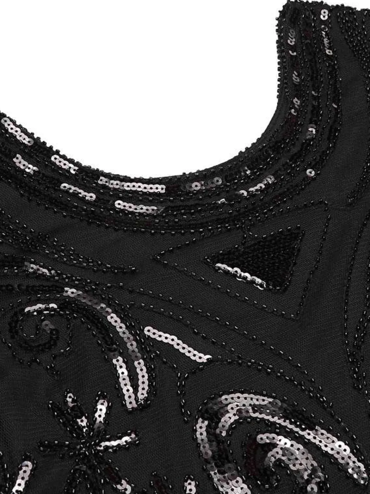 Discount Retro Stage 1920s Sequined Fringe Flapper Dress Black