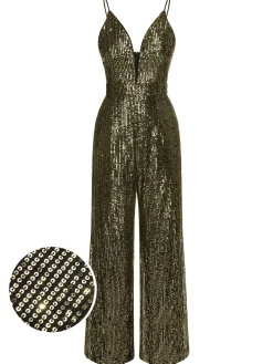 Best Retro Stage 1930s Sequined Shiny Slip Vintage Jumpsuit