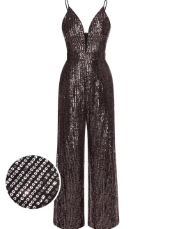 Best Retro Stage 1930s Sequined Shiny Slip Vintage Jumpsuit