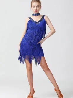 Best Retro Stage 1920s Sequined Sleeveless Fringed Hem Dress