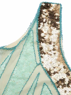 Sale Retro Stage 1920s Sequined Tassel V-Neck Dress