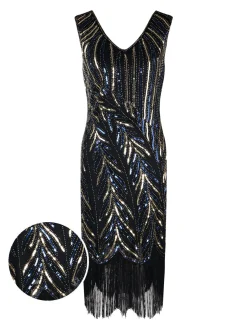 Clearance Retro Stage 1920s Sequined Tassels Flapper Dress