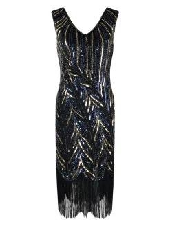 Clearance Retro Stage 1920s Sequined Tassels Flapper Dress