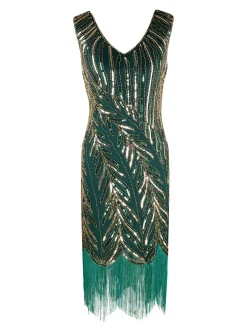 Clearance Retro Stage 1920s Sequined Tassels Flapper Dress