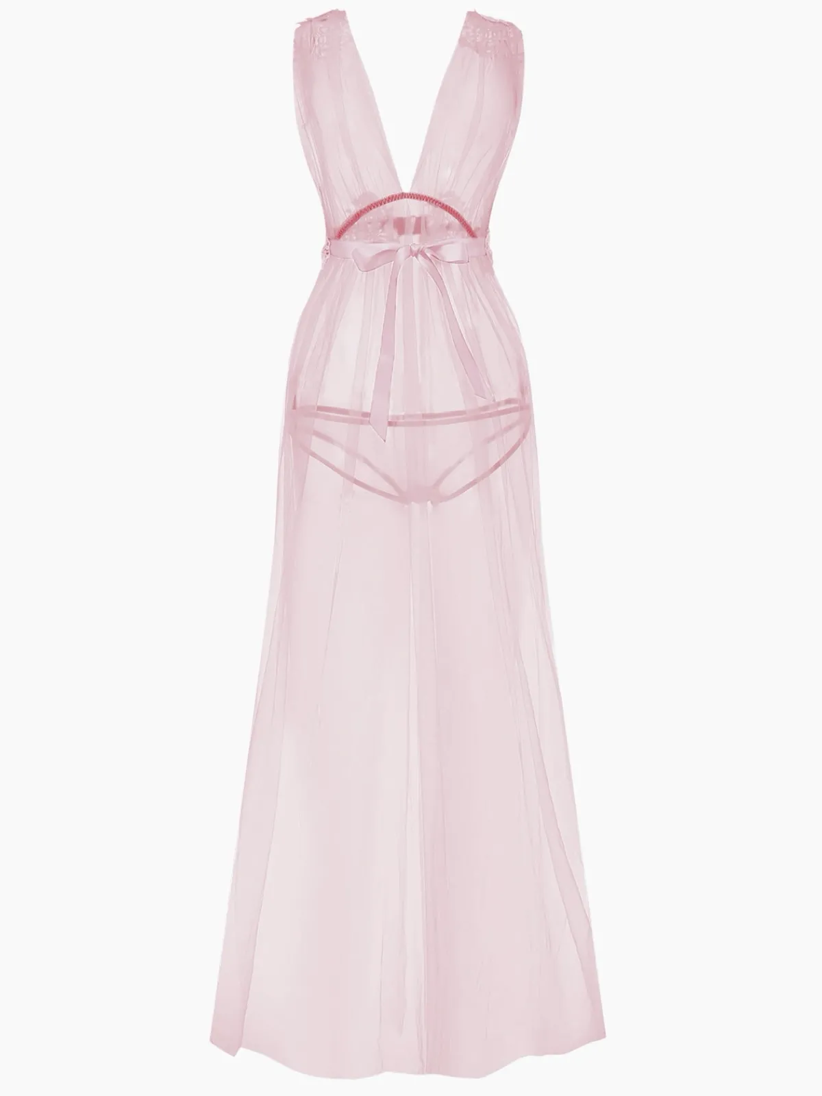 New Retro Stage 1970s Sheer Lace Mesh Nightgown