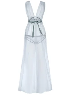 New Retro Stage 1970s Sheer Lace Mesh Nightgown