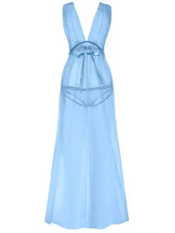 New Retro Stage 1970s Sheer Lace Mesh Nightgown