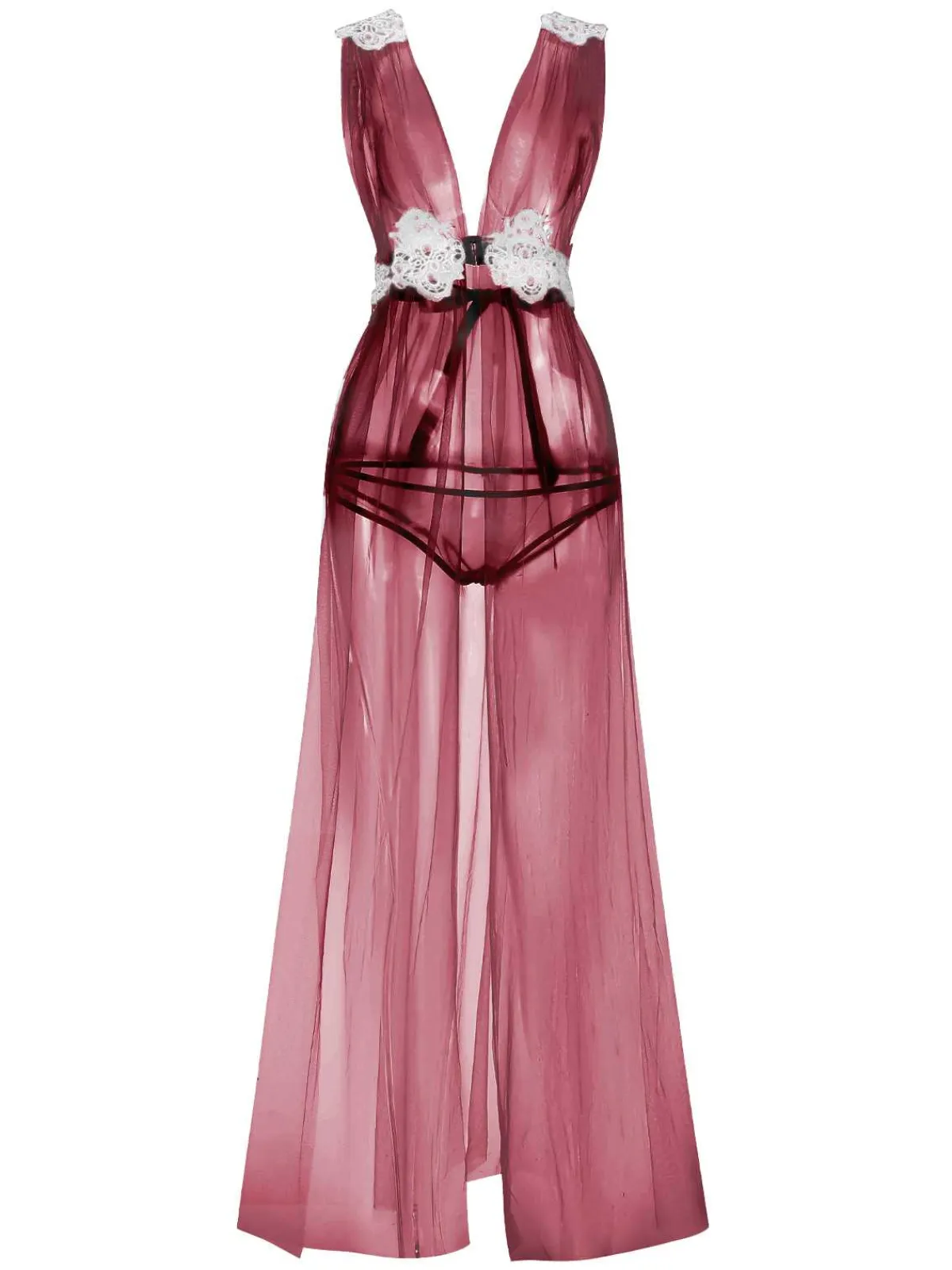 New Retro Stage 1970s Sheer Lace Mesh Nightgown