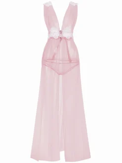New Retro Stage 1970s Sheer Lace Mesh Nightgown