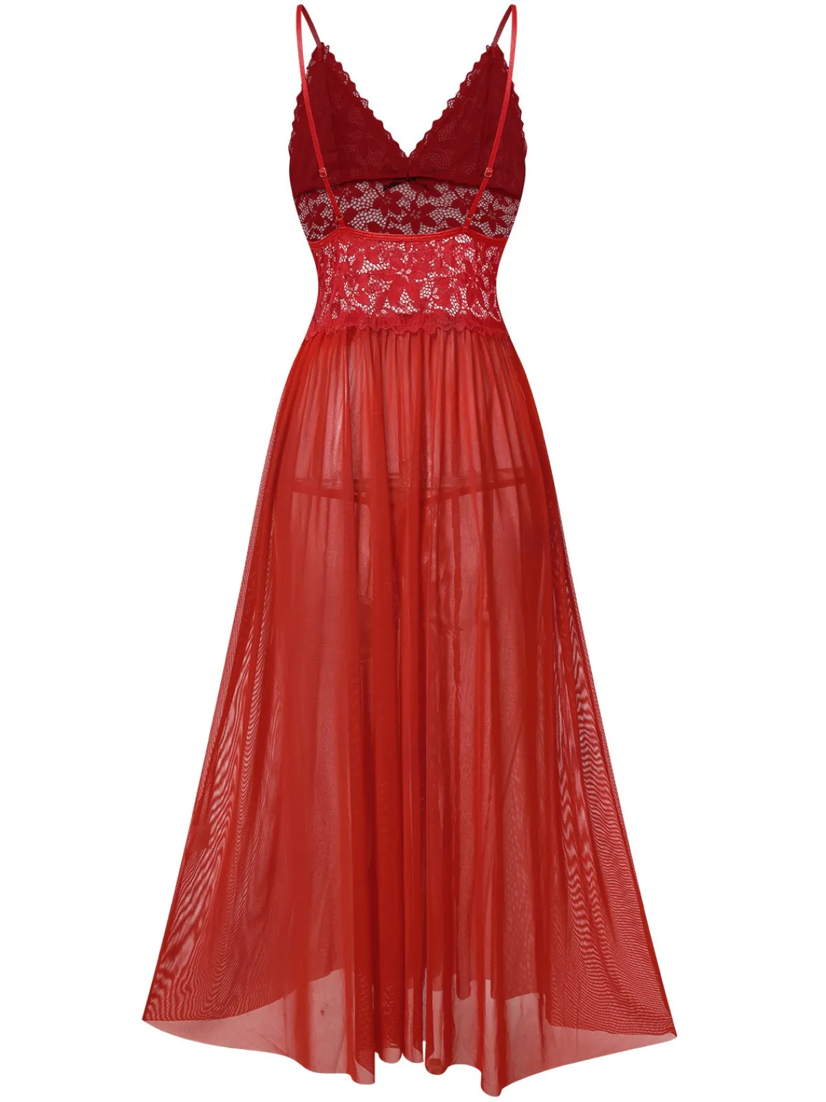 Best Retro Stage 1930s Sheer Lace Spaghetti Straps Nightgown