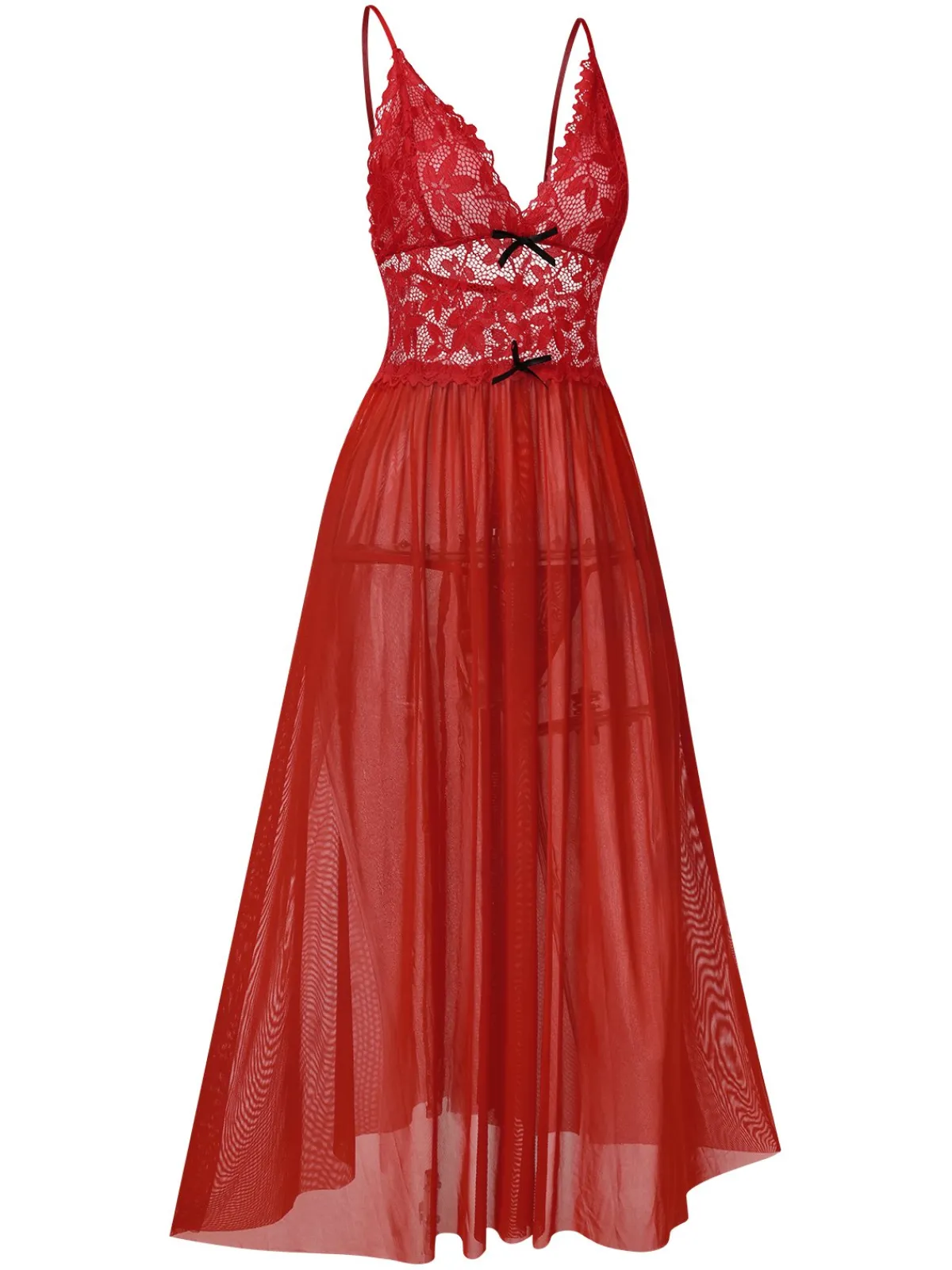 Best Retro Stage 1930s Sheer Lace Spaghetti Straps Nightgown