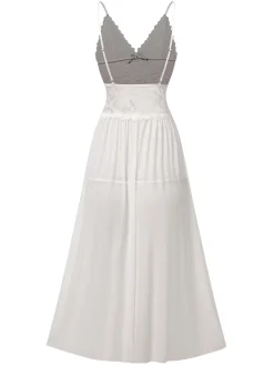 Best Retro Stage 1930s Sheer Lace Spaghetti Straps Nightgown