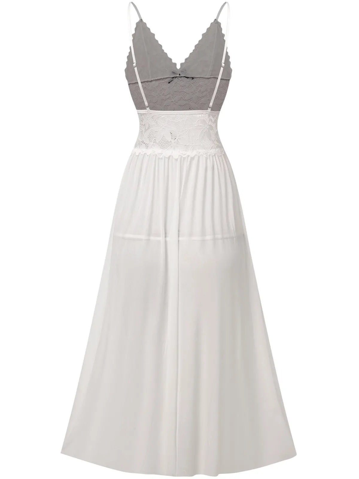 Best Retro Stage 1930s Sheer Lace Spaghetti Straps Nightgown