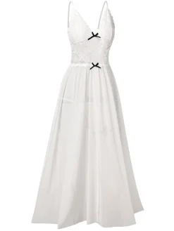 Best Retro Stage 1930s Sheer Lace Spaghetti Straps Nightgown