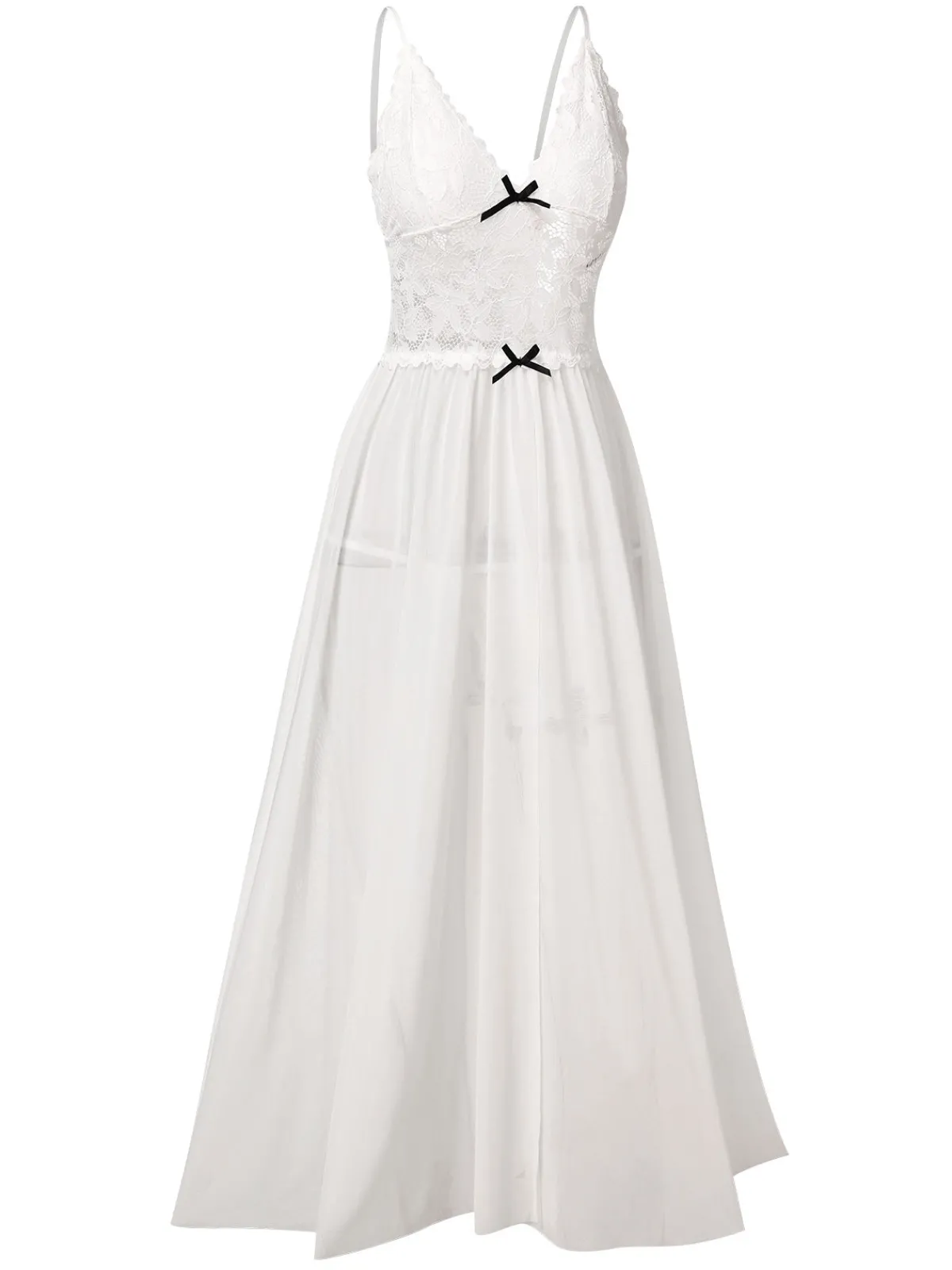 Best Retro Stage 1930s Sheer Lace Spaghetti Straps Nightgown