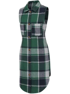 Clearance Retro Stage 1950s Shirt Collar Flannelette Plaid Vest Coat