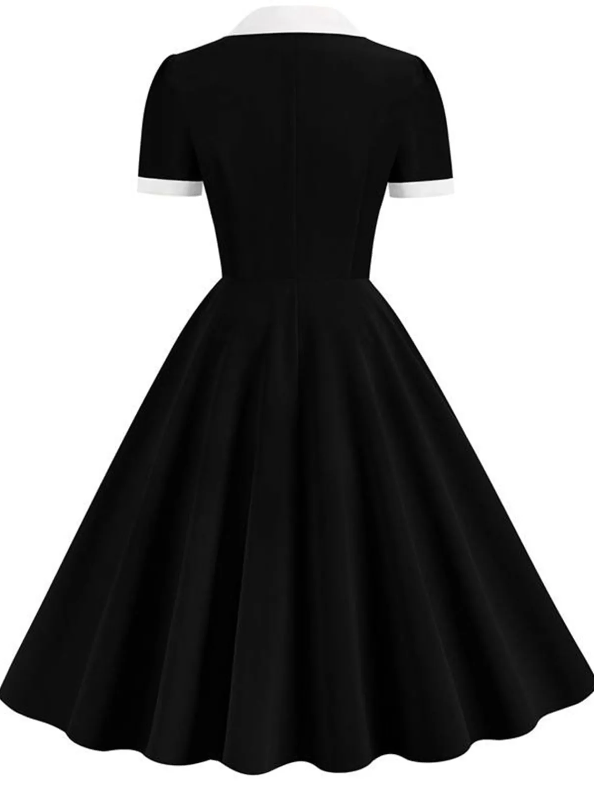 Outlet Retro Stage 1950s Shirt Collar White Buttons Swing Dress