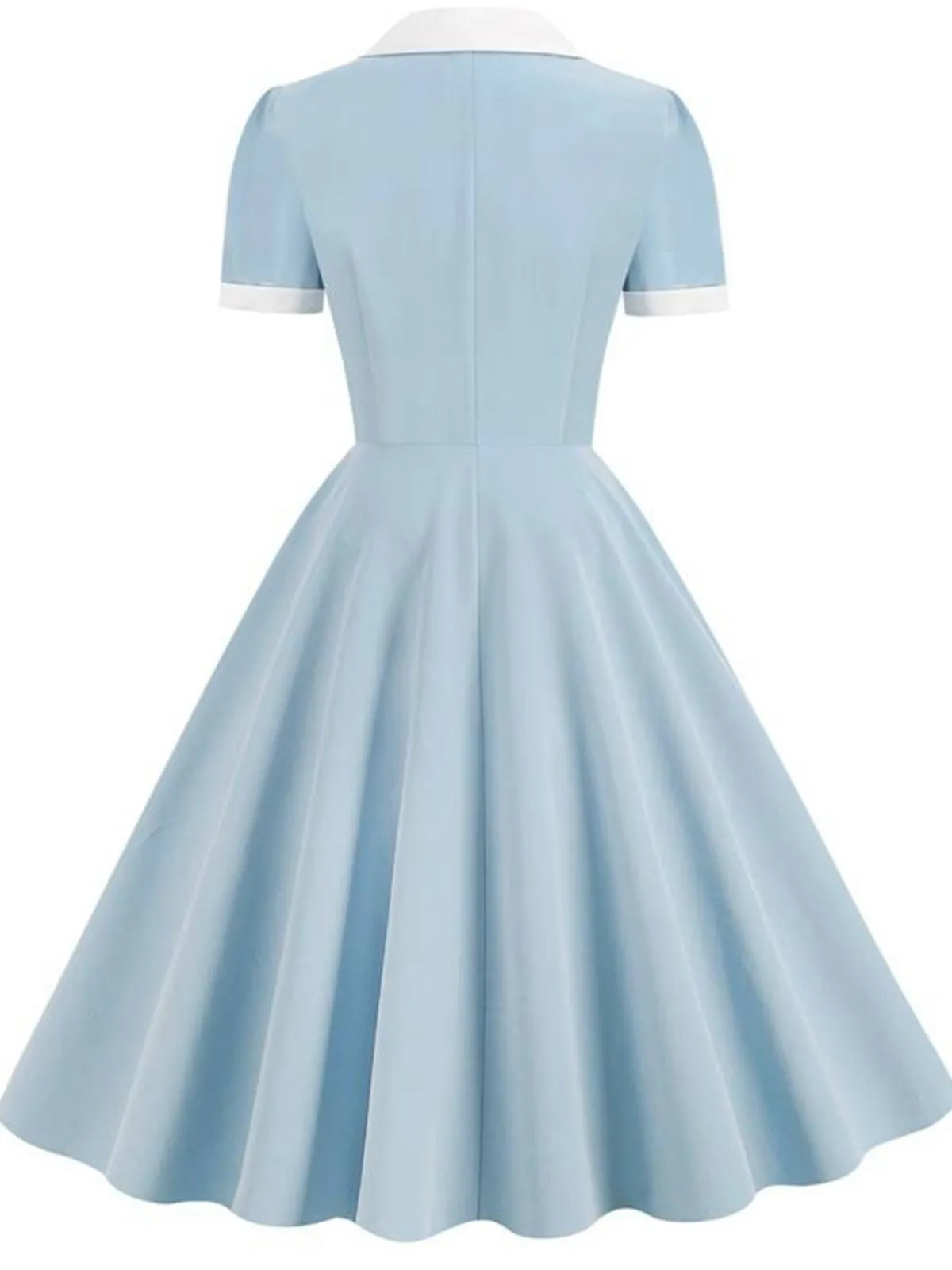 Outlet Retro Stage 1950s Shirt Collar White Buttons Swing Dress