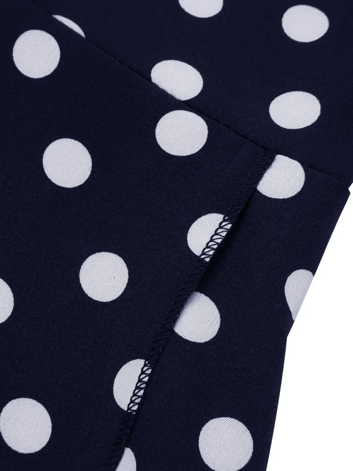 Outlet Retro Stage 1930s Side Slit Deep V-Neck Polka Dots Dress