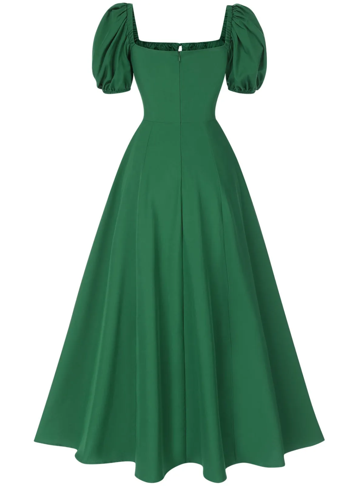 Hot Retro Stage 1940s Side Slit Puff Sleeve Square Neck Dress
