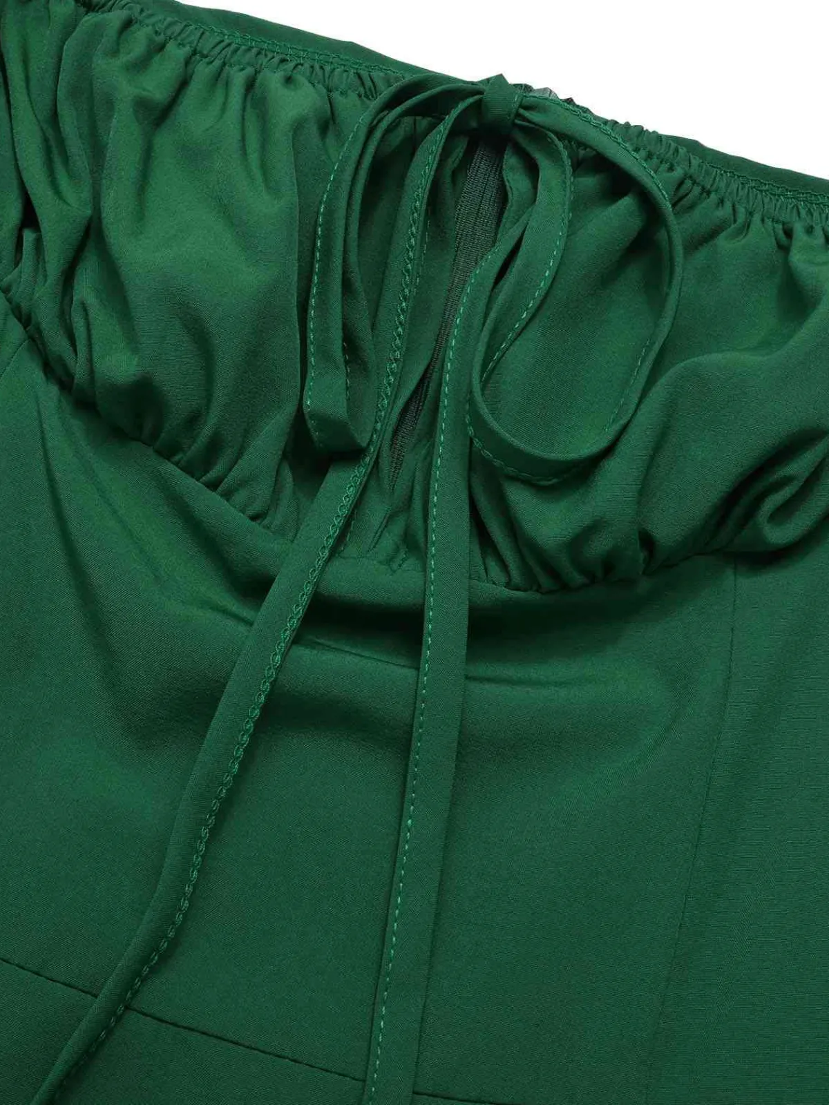 Hot Retro Stage 1940s Side Slit Puff Sleeve Square Neck Dress
