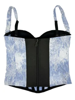 Outlet Retro Stage 1950s Slip Denim Lace Corset Top Light Blue