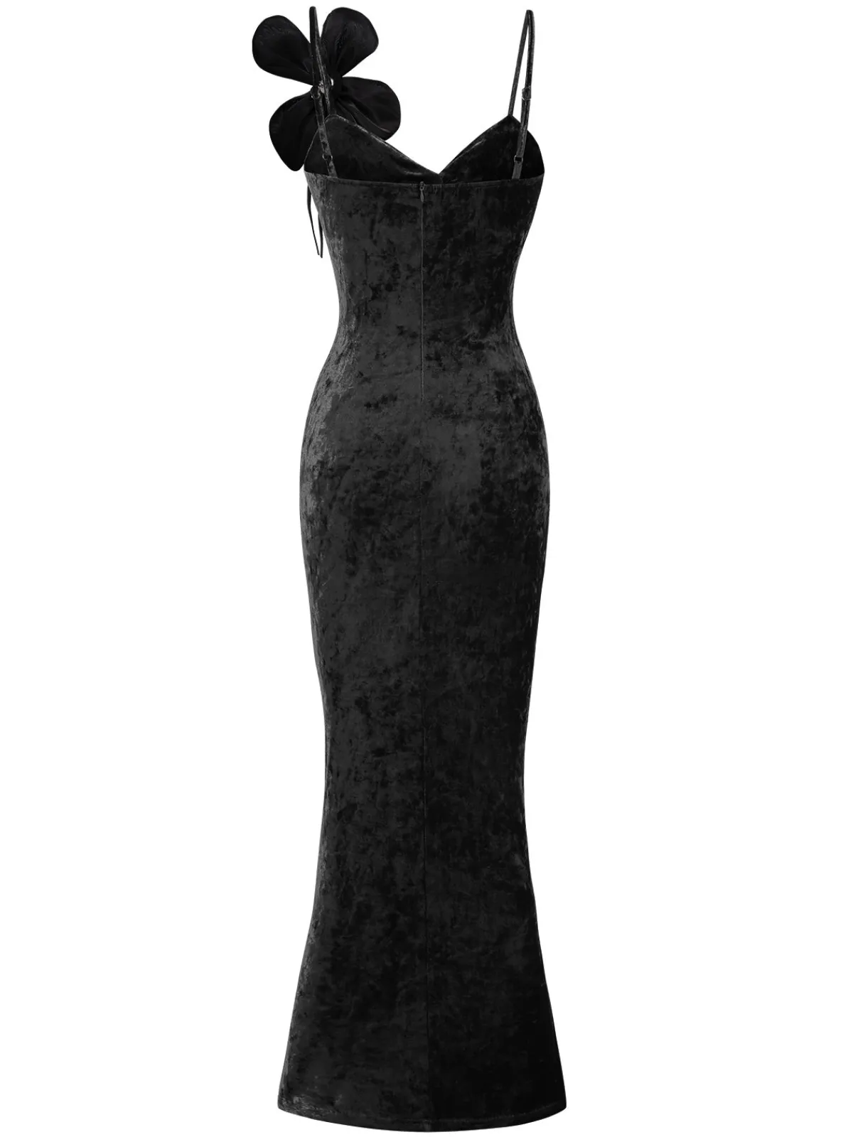 New Retro Stage 1930s Slit Spaghetti Straps Velvet Dress