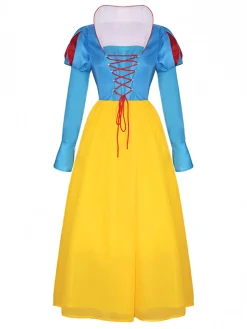 Fashion Retro Stage 1940s Snow White Style Mesh Patchwork Dress Yellow