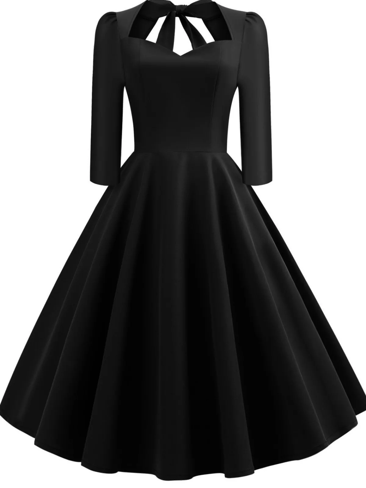 New Retro Stage 1950s Solid 3/4 Sleeve Dress