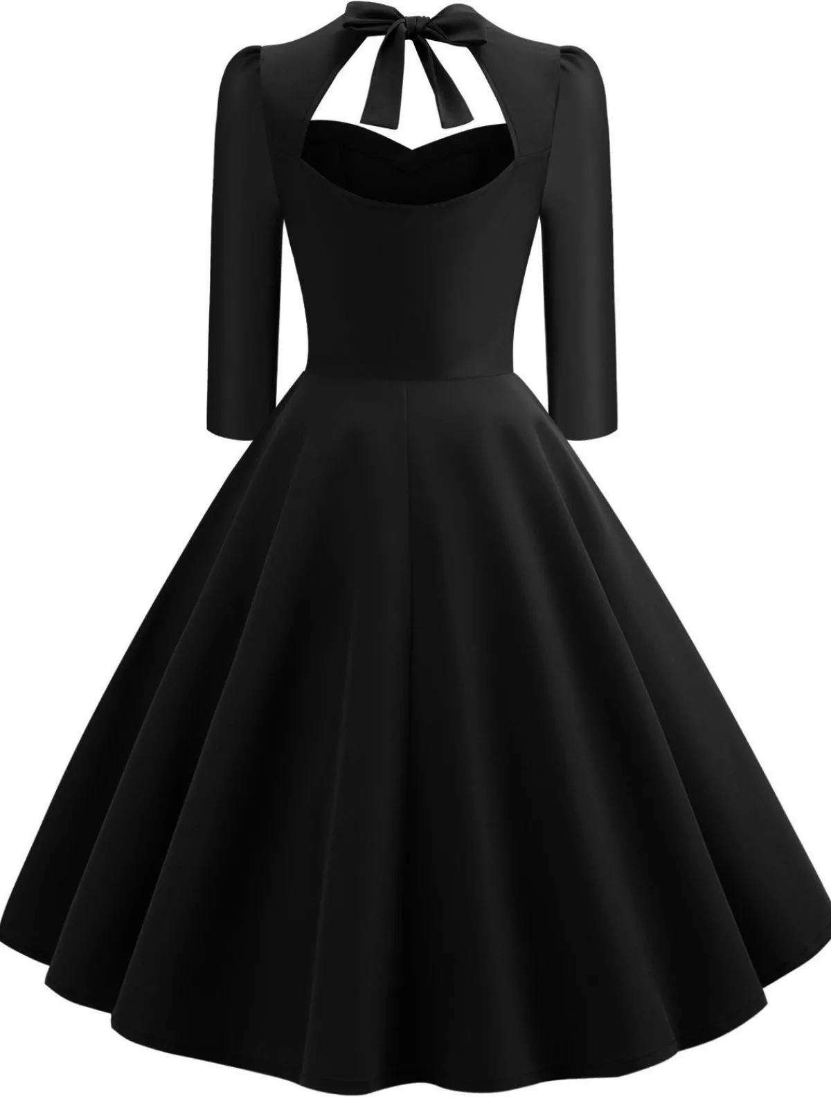 New Retro Stage 1950s Solid 3/4 Sleeve Dress