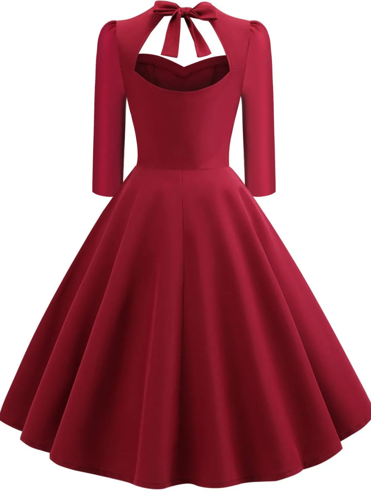 New Retro Stage 1950s Solid 3/4 Sleeve Dress