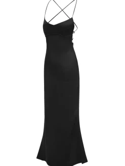 Fashion Retro Stage 1930s Solid Back Cross Straps Mermaid Dress