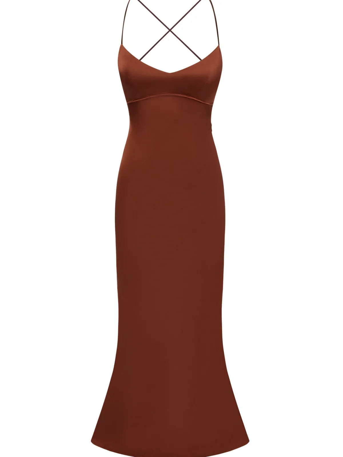 Fashion Retro Stage 1930s Solid Back Cross Straps Mermaid Dress