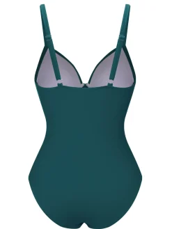 Sale Retro Stage 1940s Solid Bandage One-Piece Swimsuit