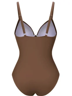 Sale Retro Stage 1940s Solid Bandage One-Piece Swimsuit