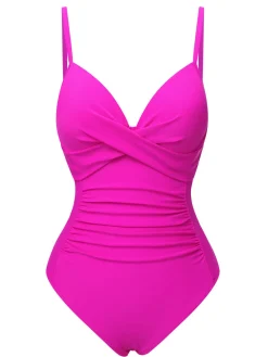 Sale Retro Stage 1940s Solid Bandage One-Piece Swimsuit
